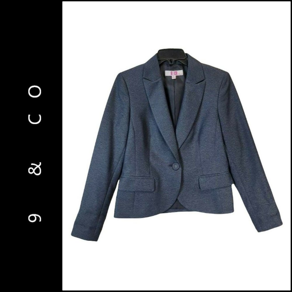 9 & Co Denim Women Blazer Suit Long Sleeve Gray Size 6